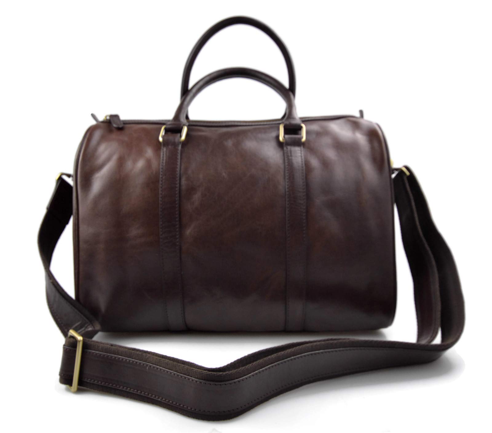 Bolsa de viaje pequeño bolsa cabina cuero bolso hombres mujeres bolso deportivo bolso de mano bolso de espalda en cuero maletín marron oscuro