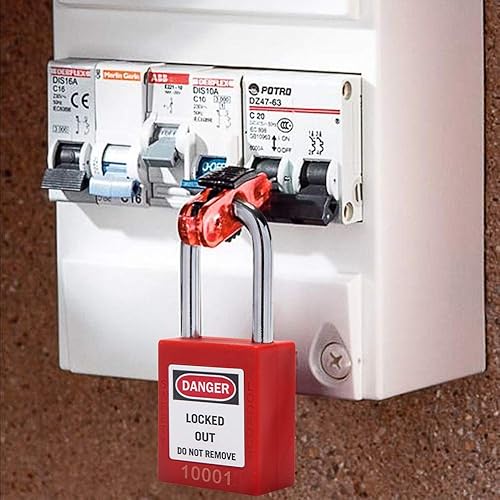 Miniatura 4 de Cerradura de etiquetado Cerraduras de bloqueo Cerraduras de bloqueo Candados de seguridad con llave Cerraduras Loto para bloqueo Etiqueta Out (5,