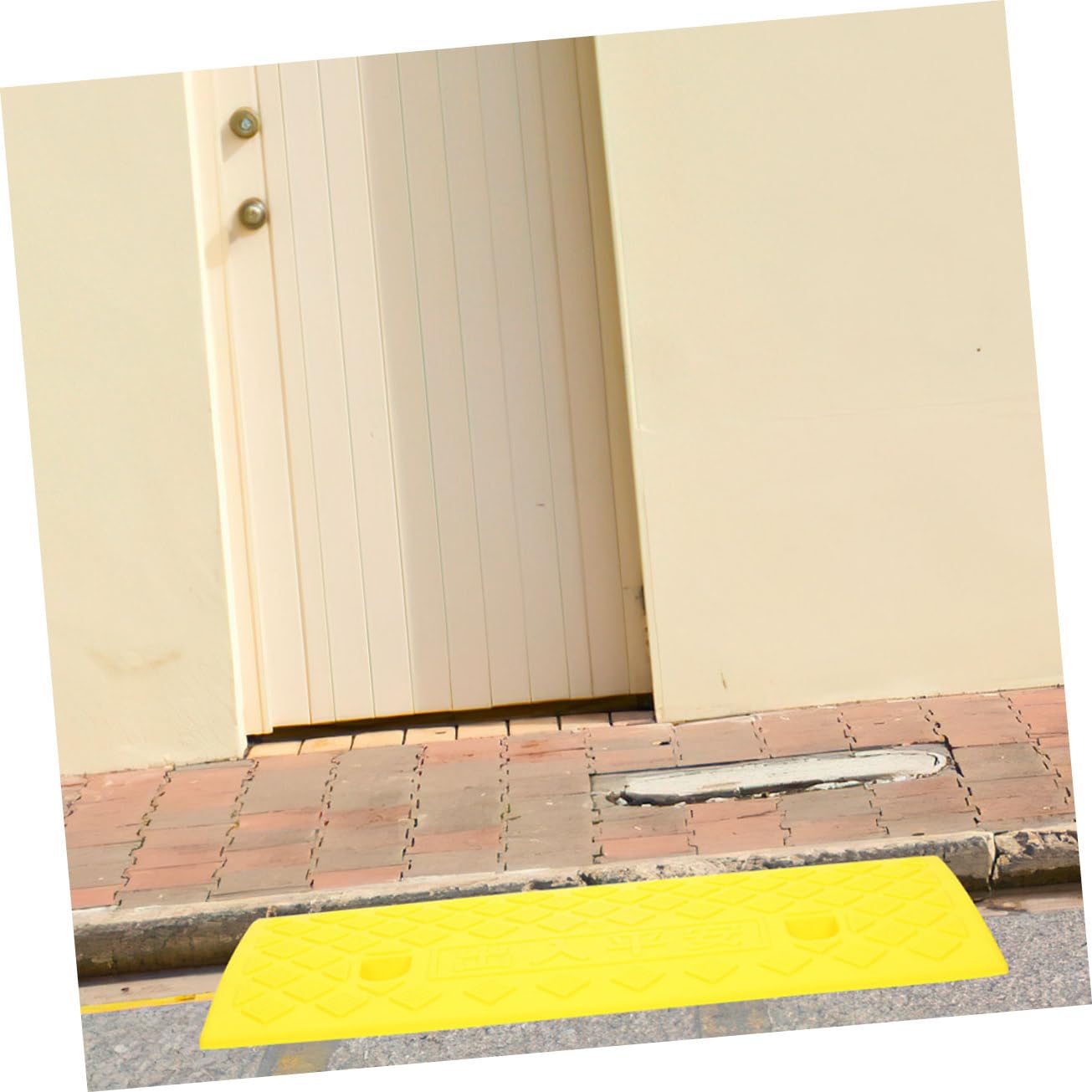 Rampa Portátil para Coche de Goma Amarilla Resistente Abrasión y Robusta para Escalones Interiores y Umbrales de Puertas
