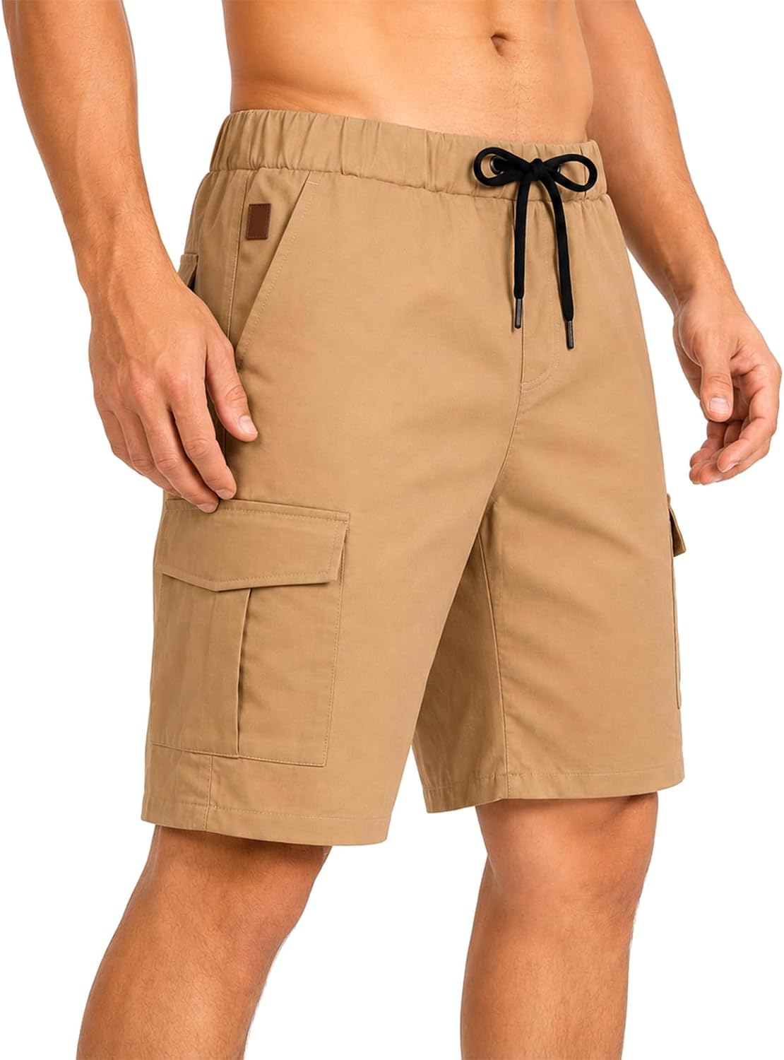 Men's Cargo Shorts with Stretch Waist, Multiple Pockets & Quick-Dry, Lightweight Casual Hiking Work Shorts
