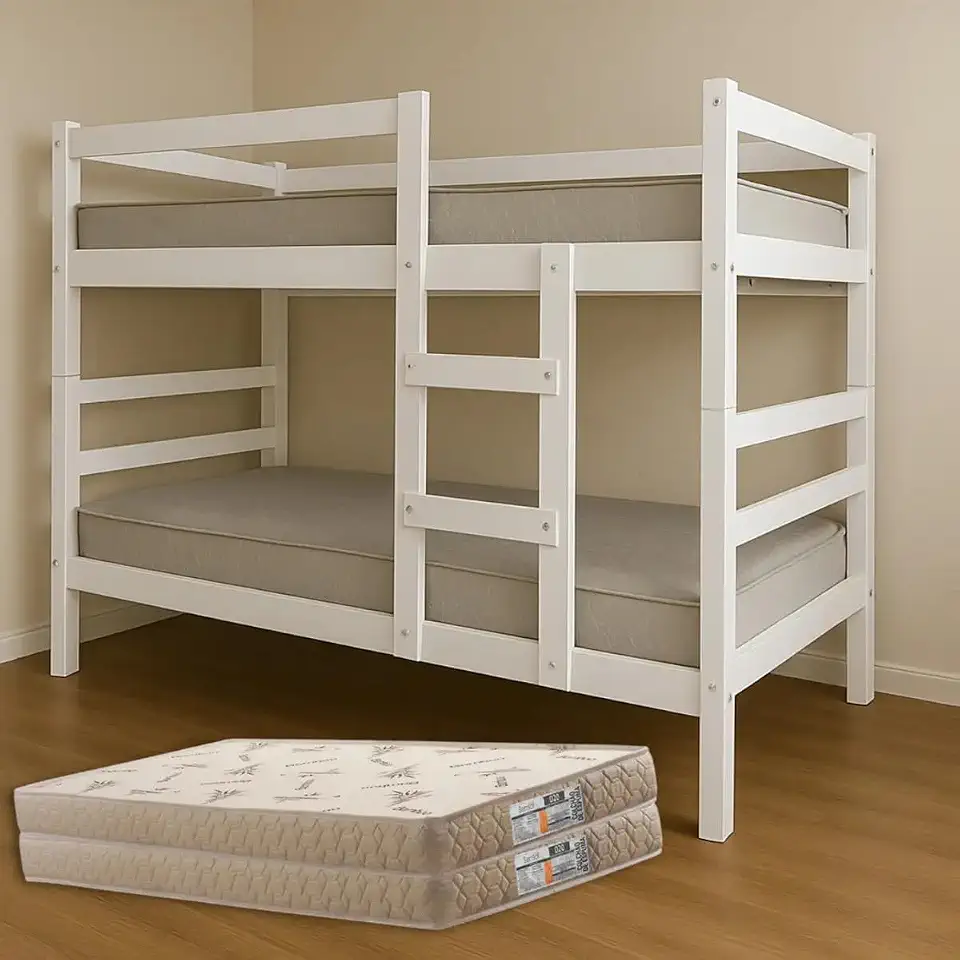 Beliche Reforçada Vira Duas Camas com 2 Colchões Espuma D33 Premium | MDF