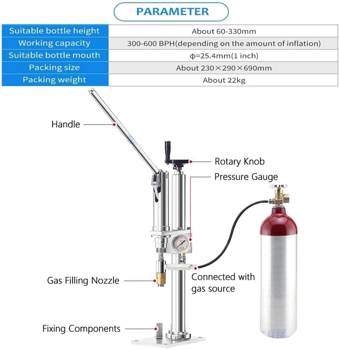 Manual Aerosol Can Filling Machine, 25.4mm Bottle,Spray Can Gas Filler Equipment for Efficient Liquid & Gas Filling, Durables & Easy to Use