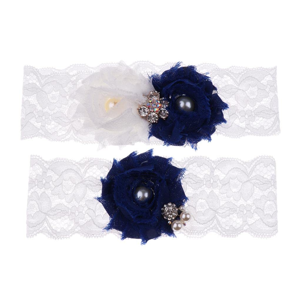 ™ 2pcs/Set Bridal Lace Flower Pearls Crystal Leg Garter Thigh Ring Dark blue | Garters | Bridal Accessories | Wedding & Formal Occasion-image-28