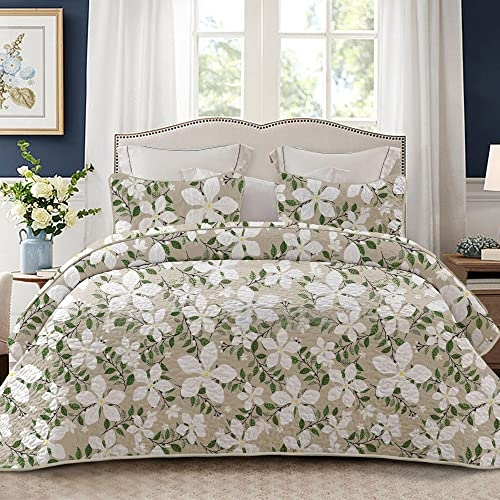 Whale Flotilla Reversible Printed Quilt King Size, Extra Soft Boho Floral Leaf Bedspreads ... Whale Flotilla Reversible Printed Quilt King Size, Extra Soft Boho Floral Leaf Bedspreads ...