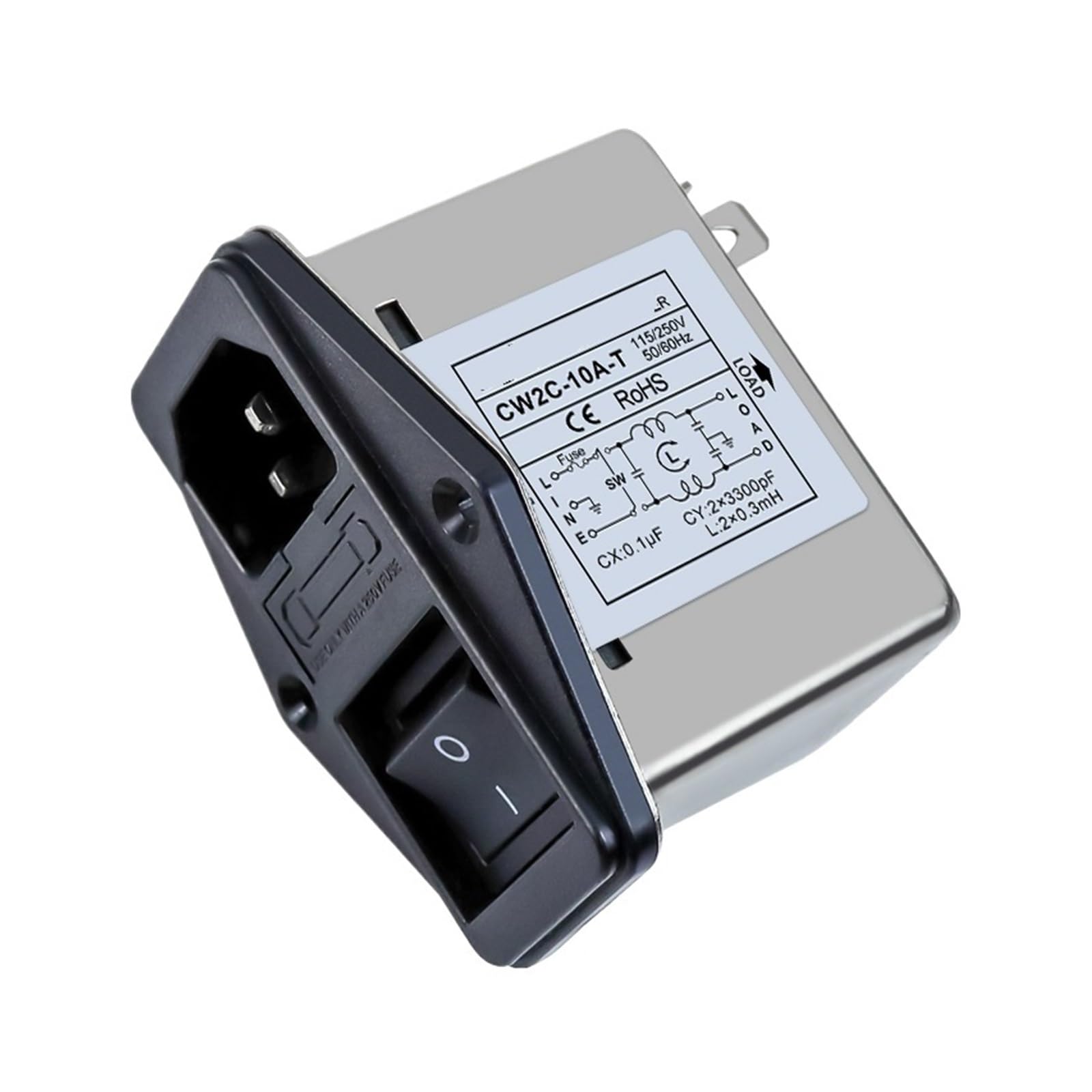 Filtre d'alimentation 220V CW2C anti-interférence avec interrupteur et prise IEC fusible