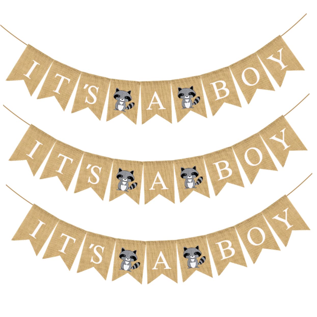 Abaodam 3 Stücke Leinen Baby Banner Geburtstag Dekoration Tier Druck Schwalbenschwanz Bunting Für Baby Dusche Ideen