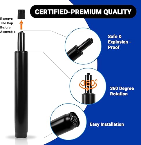 Miniatura 6 de Reemplazo del cilindro de silla de oficina de 8 pulgadas, elevador hidráulico de alta resistencia de 1000 libras clase 4 con rotación silenciosa de