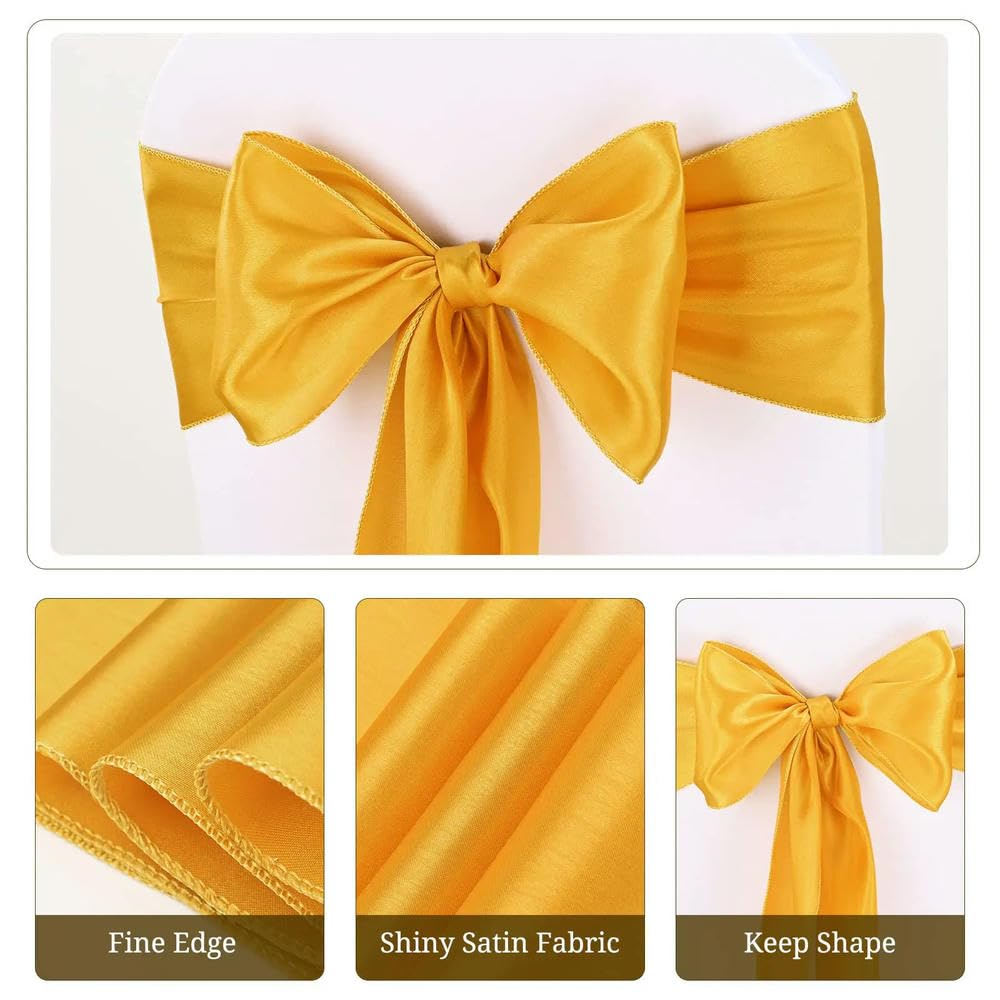 LIUXIN 10/40 Pezzi di Fiocco per Sedia in Raso Dorato con Nodo per Sedia da Matrimonio, per Feste, Eventi, Hotel, Banchetti, Decorazioni per la casa