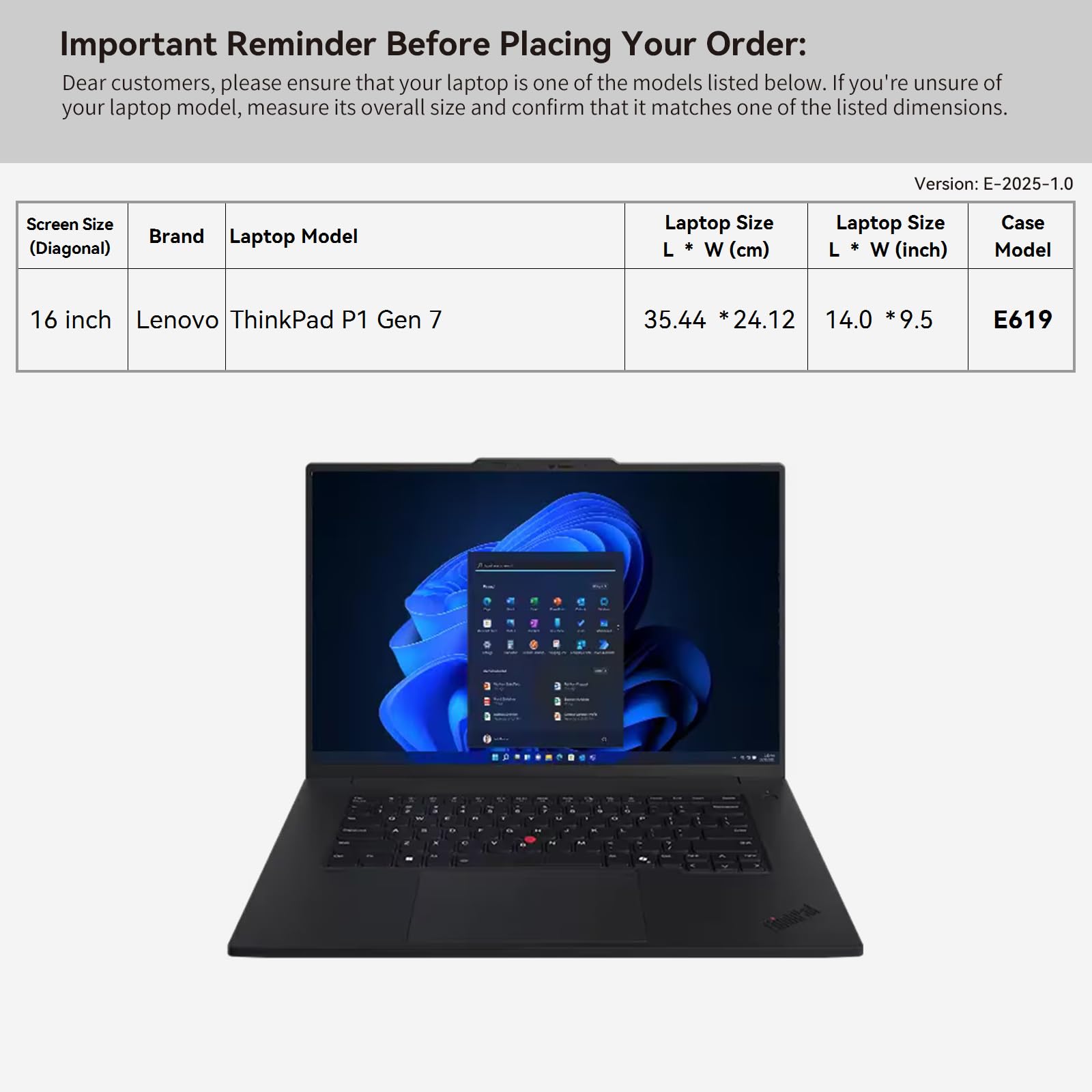 Smatree Pokrowiec na laptopa 16 cali do Lenovo ThinkPad P1 Gen 7 torba na laptopa z kieszenią na akcesoria, zamek błyskawiczny YKK, opatentowany projekt Super Corner (E619)