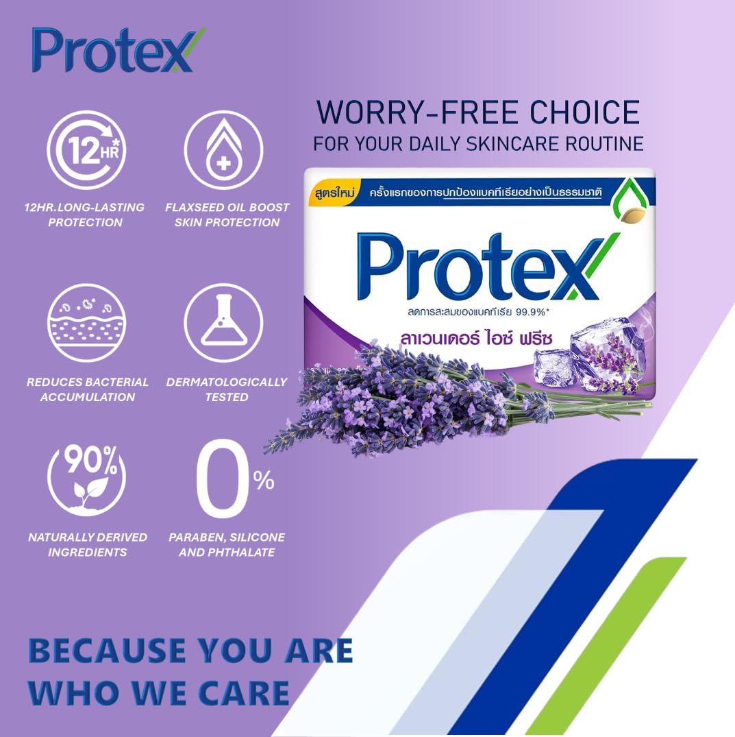 Lavender Ice Freeze Bar Soap (Pack of 4) Compatible With Protex, Cooling Formula, Flaxseed Oil Extracted, 2.11 oz./60g.