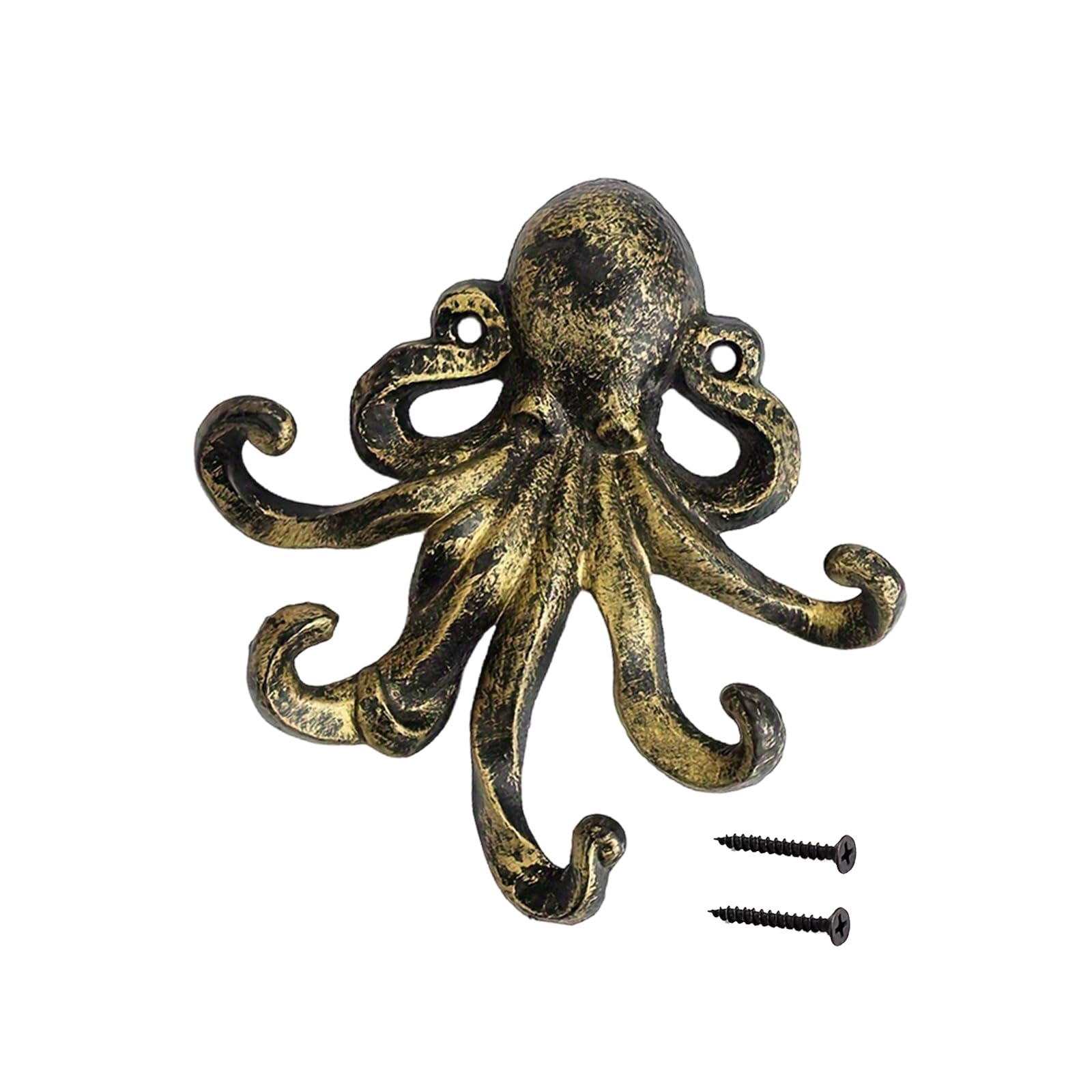 Oxxggkao D Unique 15Cm Wide Cast Iron Octopuses Shape Hook With Sturdy Construction Party Ecoration For Indoor Outdoor Use Wrought Iron Wall Hook
