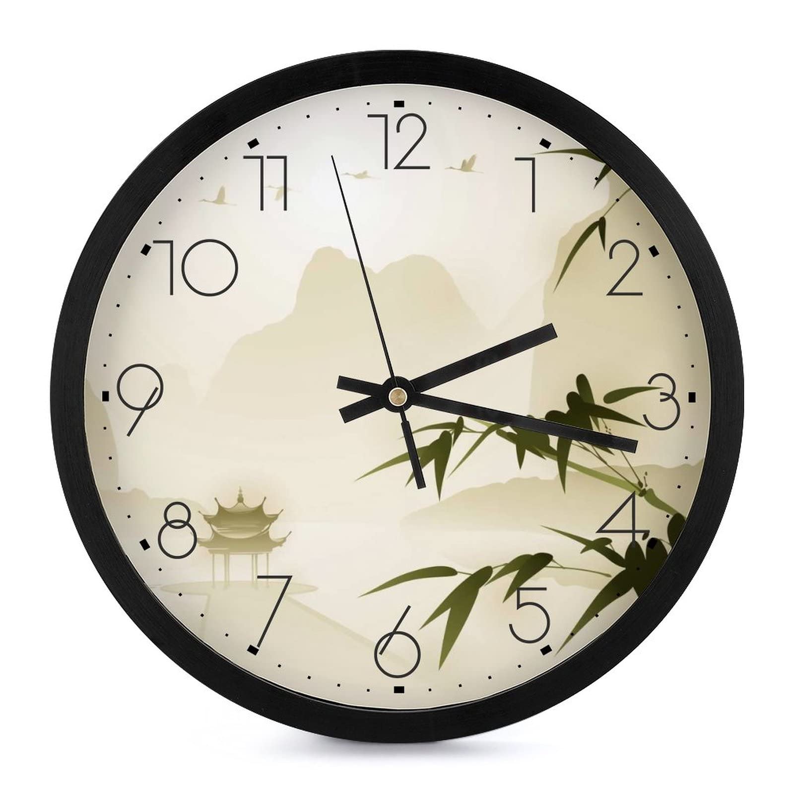 Pendule murale silencieuse de 25.4cm horloge moderne feuille ancienne maison cuisine