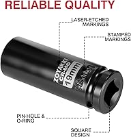 Vista 3 de Enchufe de impacto profundo de 1/2" x 19 mm de 6 PT, CR-MO, enchufe de tuerca de eje de 1/2 pulgada de 6 puntos para fácil remoción de tuercas