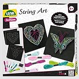 Lena 42650 - Bastelset String Art Schmetterling und Herz, Komplettset für 2 Fadenbilder, mit 2 Grundplatten, ca. 21, 5 x 21, 5 x 1 cm, Stecknadeln und 6 farbige Garnen, Set für Kinder ab 8 Jahre