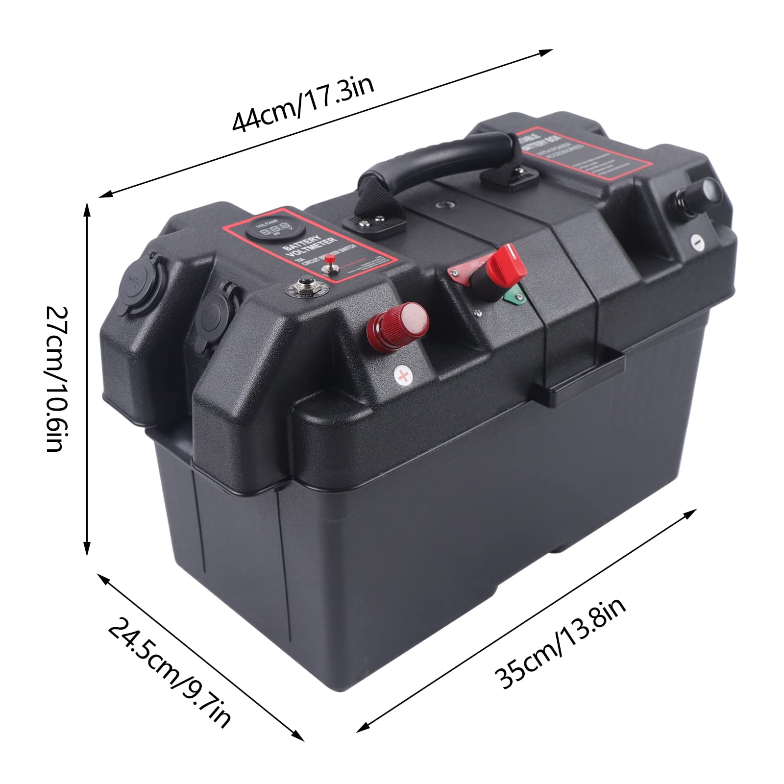 Alloggiamento della Batteria per Motore della Barca, Doppia Porta USB Alloggiamento della Batteria, Elettrico Cassa Della Batteria Multifunzione Indicatore Batteria Integrato