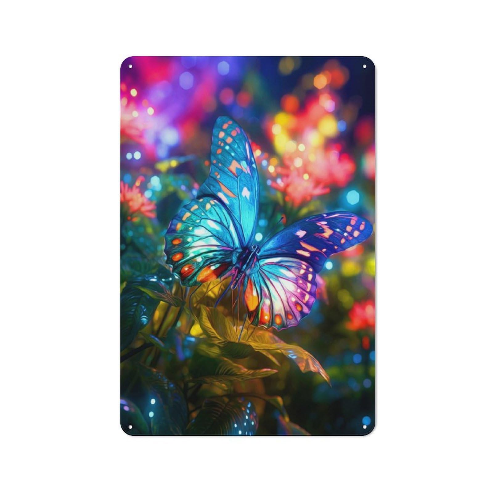 Metal Sign 30x20cm with Colorful Butterfly for Pub Or Café, Vintage Decor, for Metal Sign Collectors, for Garage And Workshop Walls