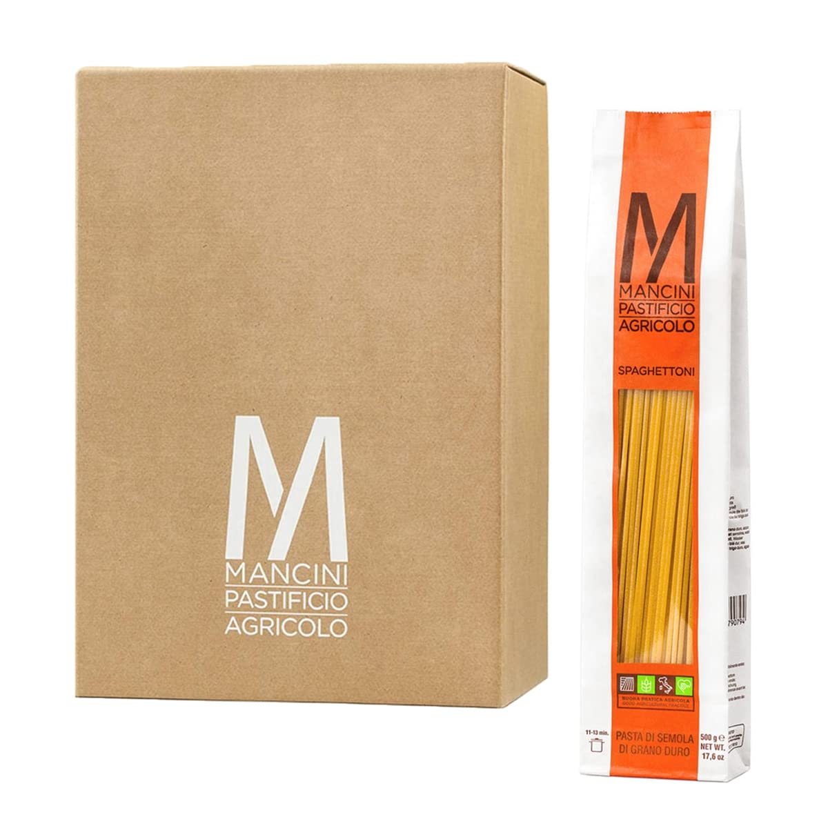 Mancini Pastificio Agricolo - Spaghettoni 500 gr - Caja de 12 paquetes