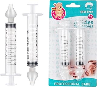 2Pcs Baby Nasal Aspirator, 10ml Syringe Nasal Irrigator, Reusable Silicone Nasal Suction Tip, Nasal Irrigator Syringe for Baby, Nose Cleaner Rinsing Device