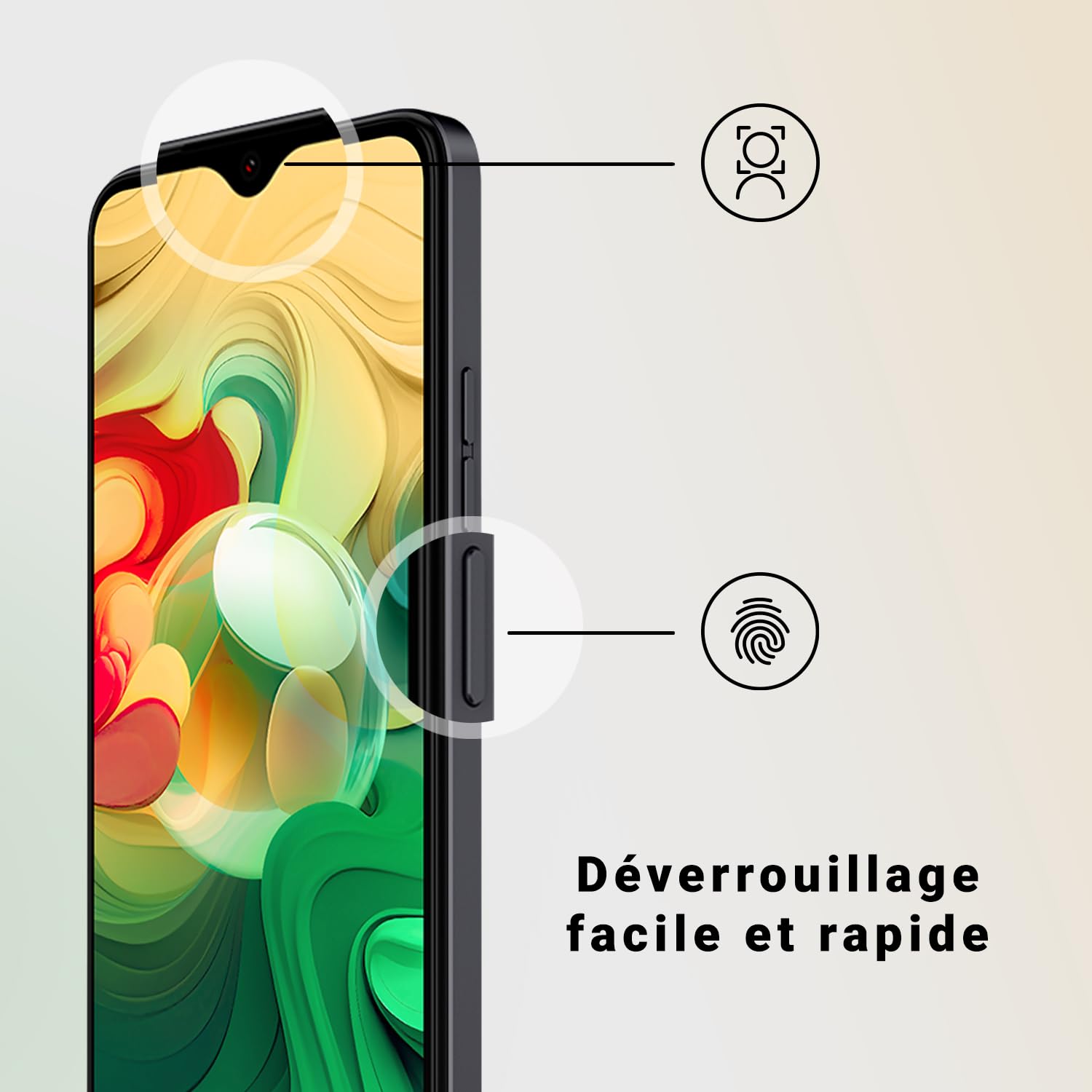 SPC Discovery 2 SE - Smartphone 4+64GB, écran 6.5" HD+, NFC, déverrouillage Facial/Empreintes digitales, 4G, Double caméra 13+2MP, Batterie 4500 mAh/Charge inversée, Android 13 - Couleur Dark Matter