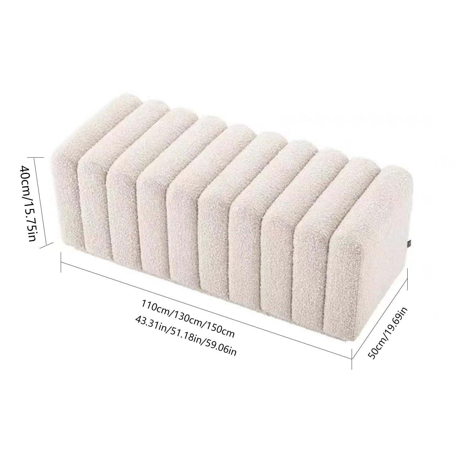 Bettbank Schlafzimmerbank, Bouclé-Stoffbank for Bettende und Eingangsbereich, Loveseat Ottoman-Fußhocker, Schminktischbank, Innenbank(150 * 50 * 40)