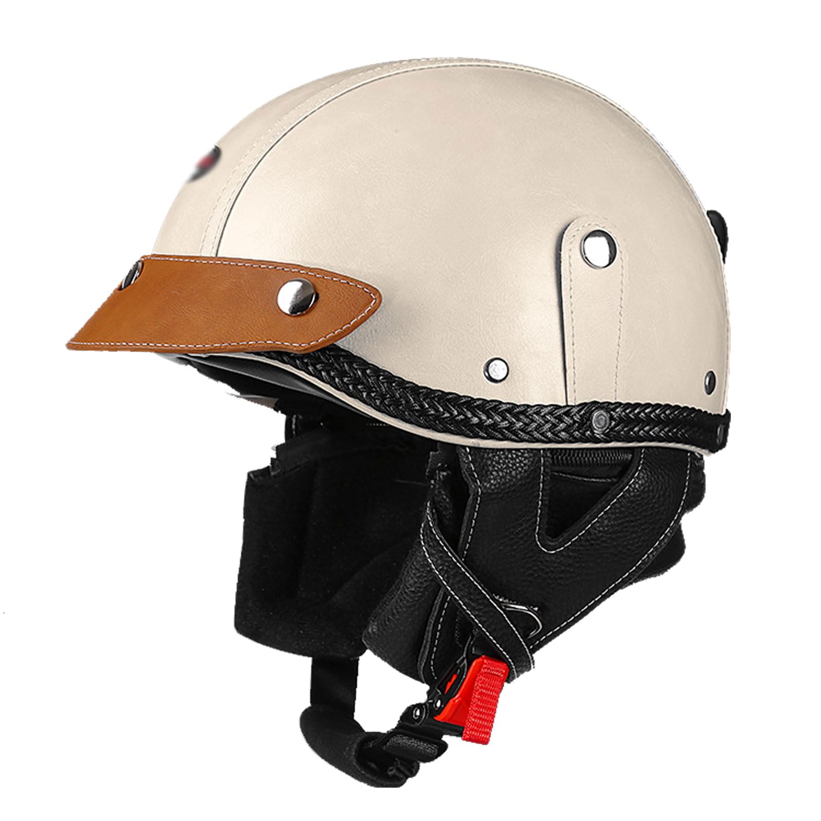 Niemiecki styl kasków motocyklowych typu open-face, zabytkowy kask motocyklowy typu jet, zatwierdzony DOT kask motocyklowy typu open face baseball cap do cruiser skutera,XS=50-54cm,Style5