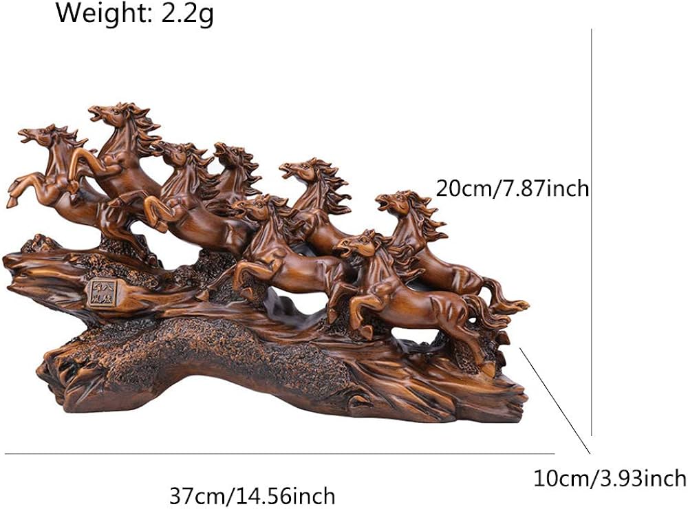 Amazon.co.jp: 動物の像の飾り 風水 八頭の馬の置物 彫刻 繁栄の魅力
