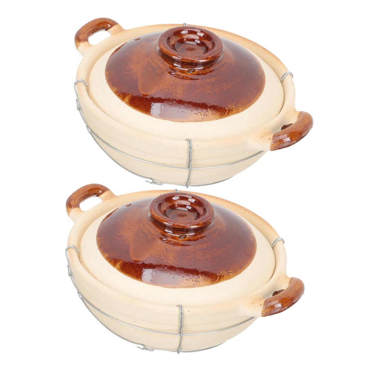 Cazuela de Barro con Asa, Juego de 2 Piezas Beige para Cocina
