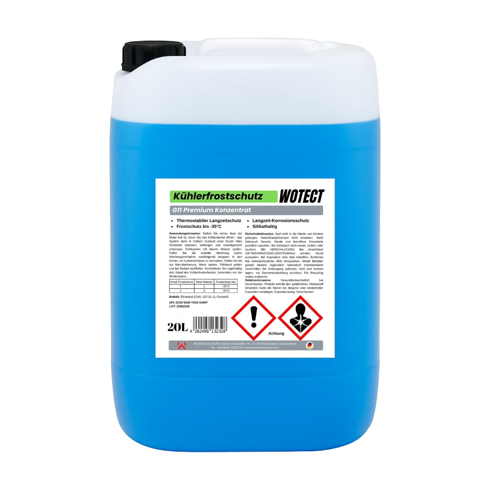 WOTECT 20 L Kühlerfrostschutz G11 Kühlmittel Konzentrat