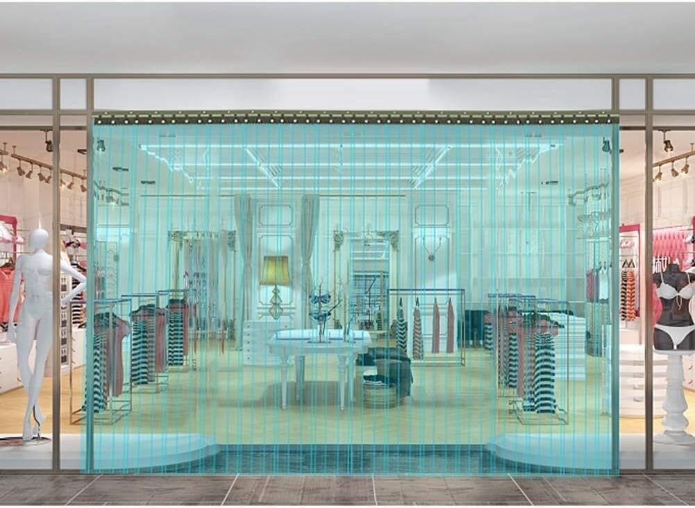 Rideau à bandes en PVC industriel, 1,5 x 3 m, lamelles nervurées transparentes avec raccords en acier inoxydable pour stockage au froid, solution de porte flexible, économe en énergie, installation