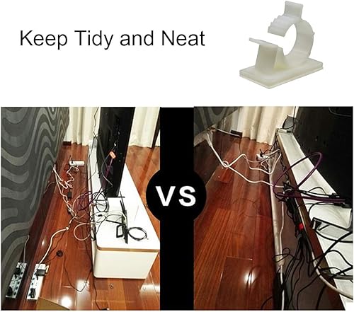 Miniatura 3 de Clips ajustables para cables autoadhesivos, organizador de cables, abrazaderas de alambre adhesivas, color blanco, paquete de 25