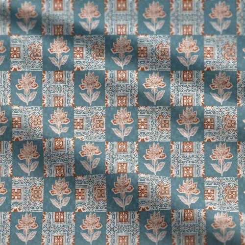Image of Trance Home Linen 100% Cotton Printed Zippered ONLY Duvet Cover /Blanket Cover /Quilt Cover | Comforter Cover /Razai Cover | Queen Size (90 x 102 Inch, Ajrak Blue)