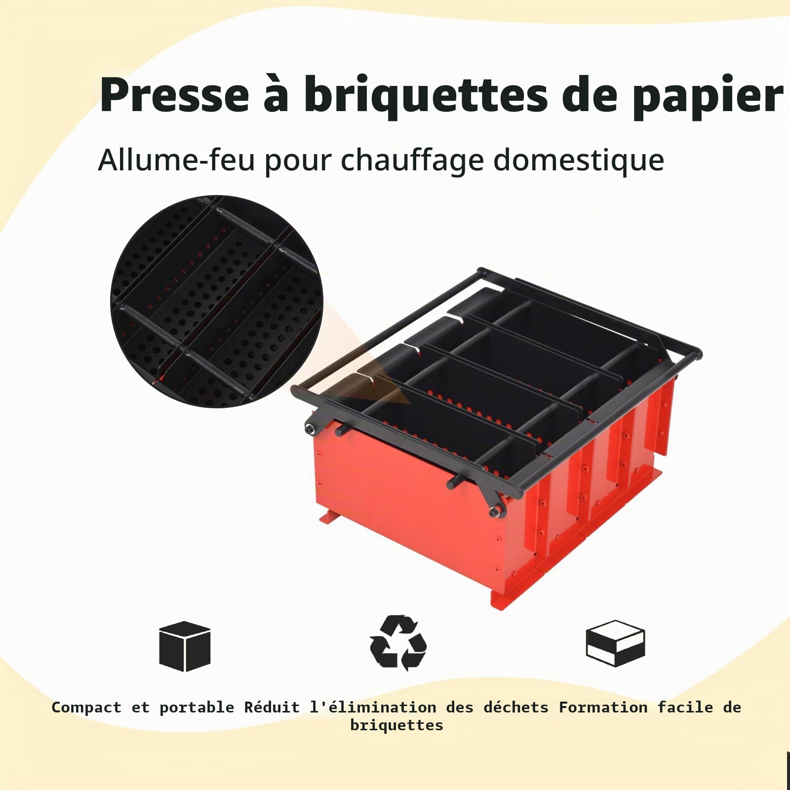 vidaXL Presse à Papier de Recyclage Acier 38x31x18 cm Noir et Rouge