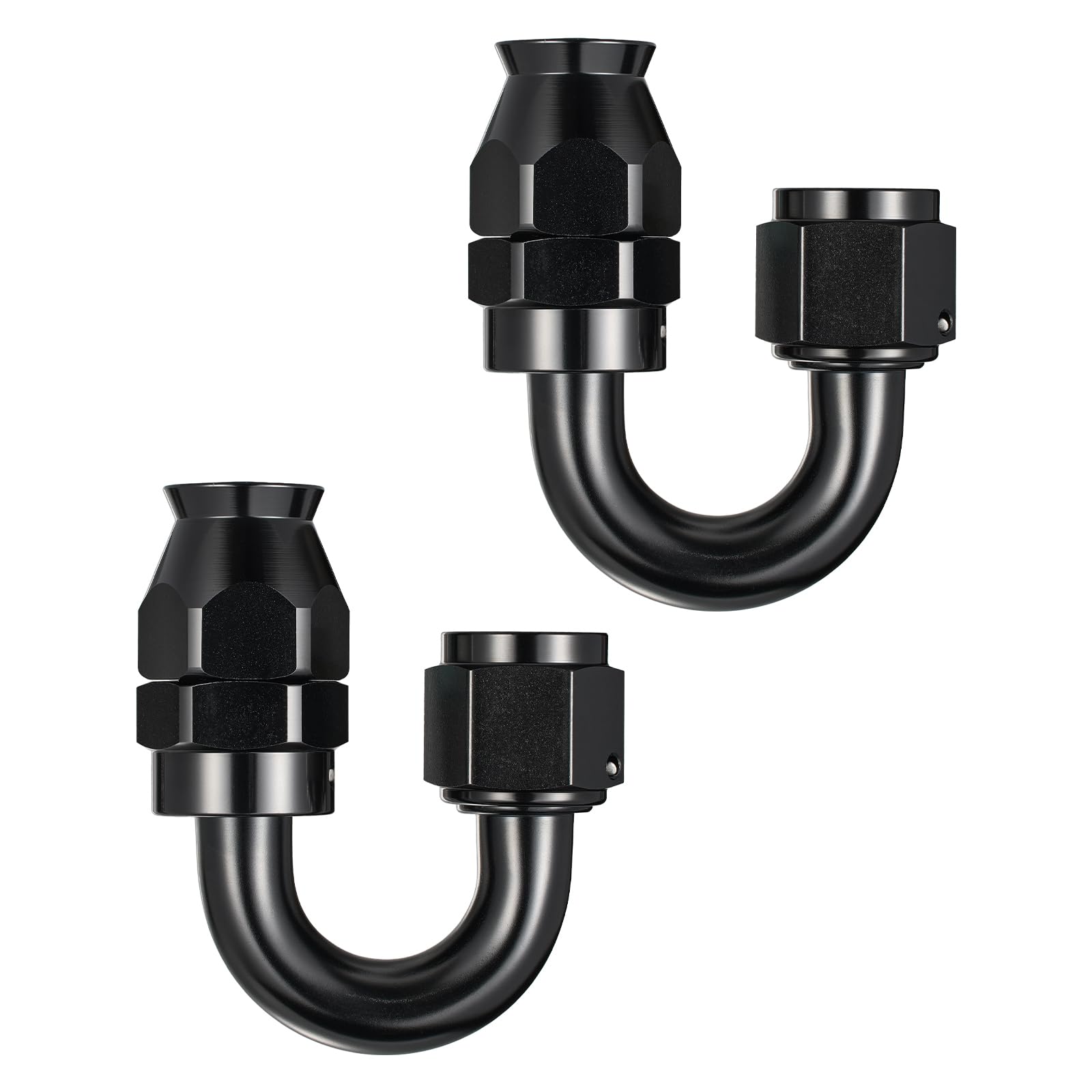 EVIL ENERGY 8AN PTFE Fitting Hose End Fitting 180 Degree Black for PTFE Hose Only 2PCS