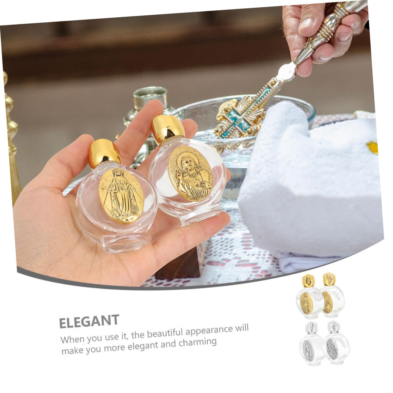 UKCOCO 6 Pièces Bouteilles Eau Bénite Catholiques Verre Avec
