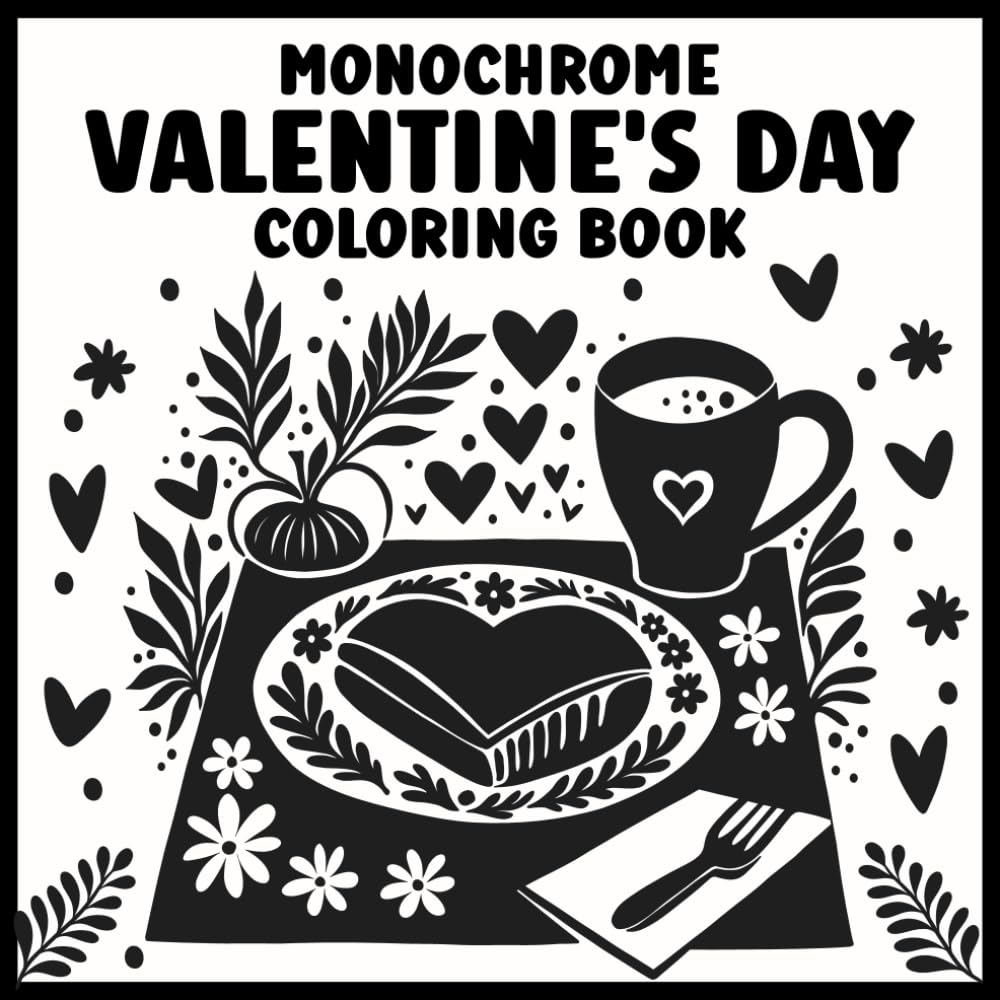 Monochrome Valentne's Day: One-Color Coloring Book for Relaxation and Stress Relief Celebrating Love and Valentines Day – for Adults, Teens and All Ages
