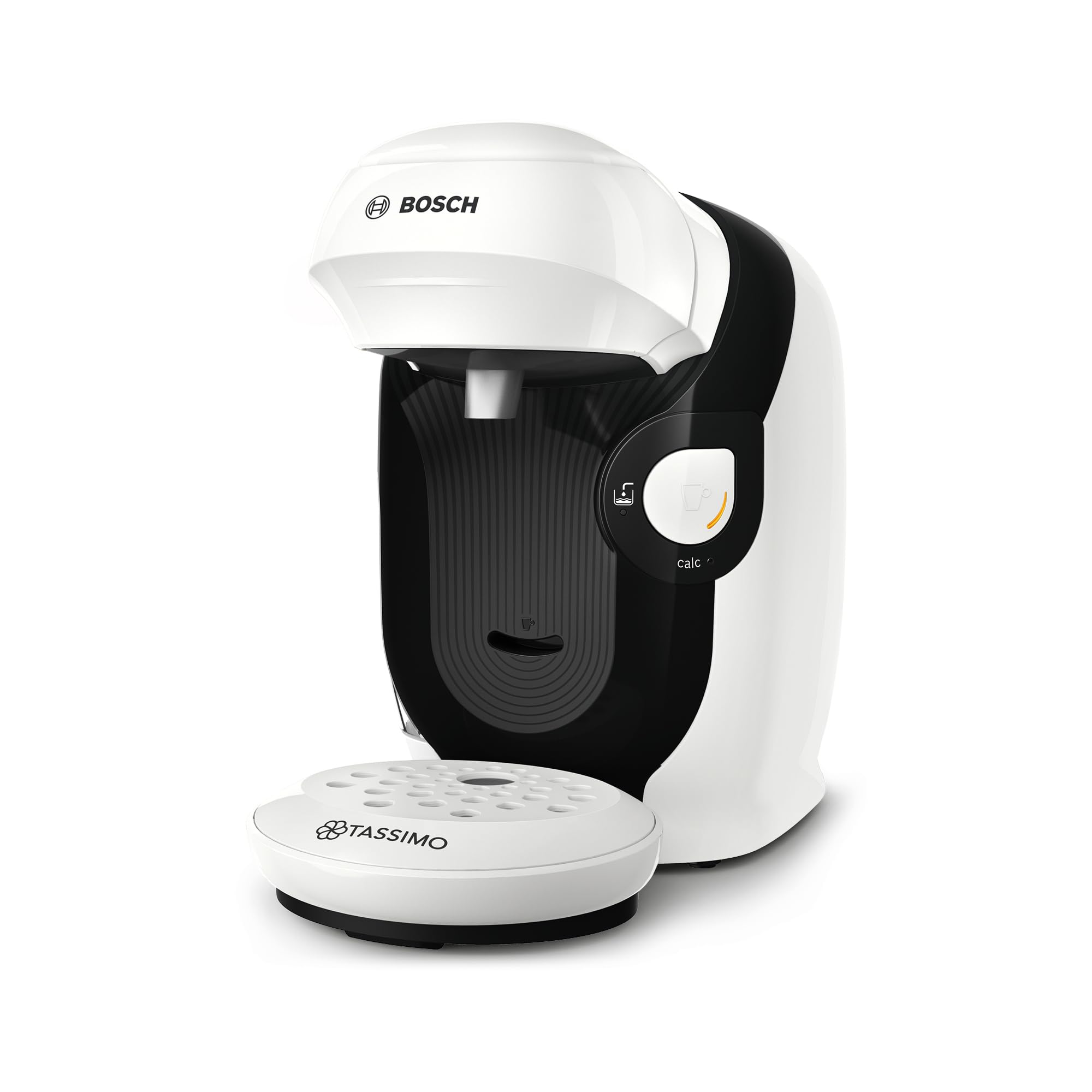 Bosch Cafetera multibebida Tassimo Happy Friendly, Hasta 70 bebidas, OneTouch, Preparación individual, Diseño compacto, Intellibrew, Blanco, TAS114E
