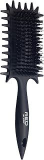 Red By Kiss Curl Art Styler – Dual Brush Design with Nylon & Boar Bristles, 3-Sided Edge Comb, Enhances Curl Definition & Shine, Gentle Glide with No Damage (Double Bristle, Black)