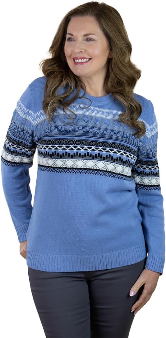 Fashion Friendly Women's Blue Fairisle Jumper - M