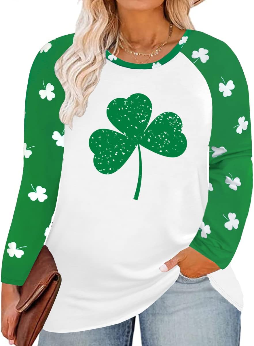 CARCOS Plus Size Tops for Curvy Women Long Sleeve Fall Shirts Glitter Pullover Raglan Tunics Casual XL-5XL