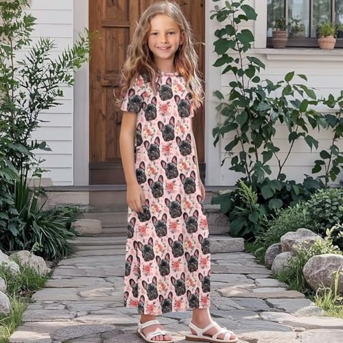Xpyiqun Dresses for Girls 5-14 Short Sleeve Shirt Maxi Dress with Pockets Summer A Line Twirly Dresses3