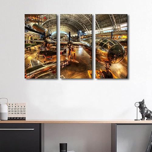 Miniatura 106 de Lienzo decorativo para pared, 3 piezas, póster de nariz de avión, arte de hélice gris, decoración del hogar, lienzo inspirador, decoración de pared