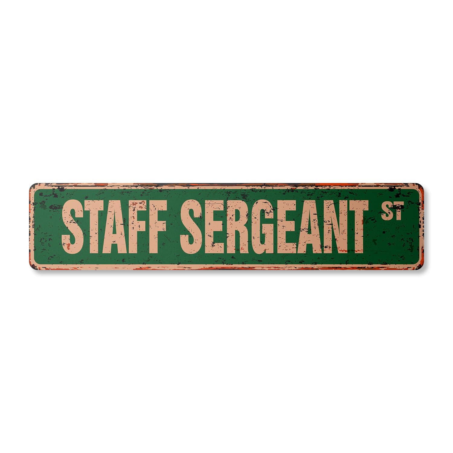 STAFF SERGEANT Vintage Street Sign Metal Plastic US Army Marines SSG military