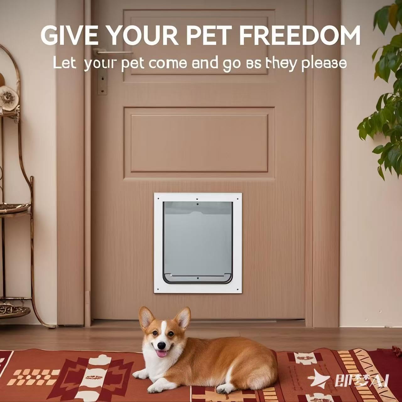 PAWISE Trappe pour Chien à 2 Voies, Rabat Verrouillable avec Rabat Transparent Flexible Conception Solide & Installation Facile (30x36CM)