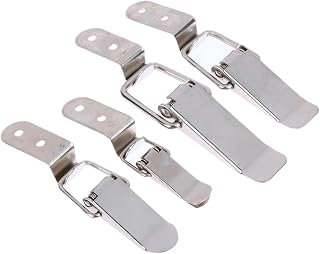 90° Duck-Bill Toggle Latch, Silver Spring Lock for Wood Boxes & Suitcases, Heavy Duty Hasp Clamp(E)