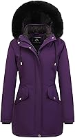 MOERDENG Women's Long Winter Puffer Jacket: Thicken Fleece Lined Parka with Detachable Faux Fur Hood - Warm & Waterproof