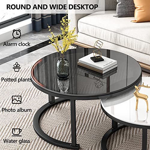 Table basse ronde en verre avec cadre en métal robuste - 7