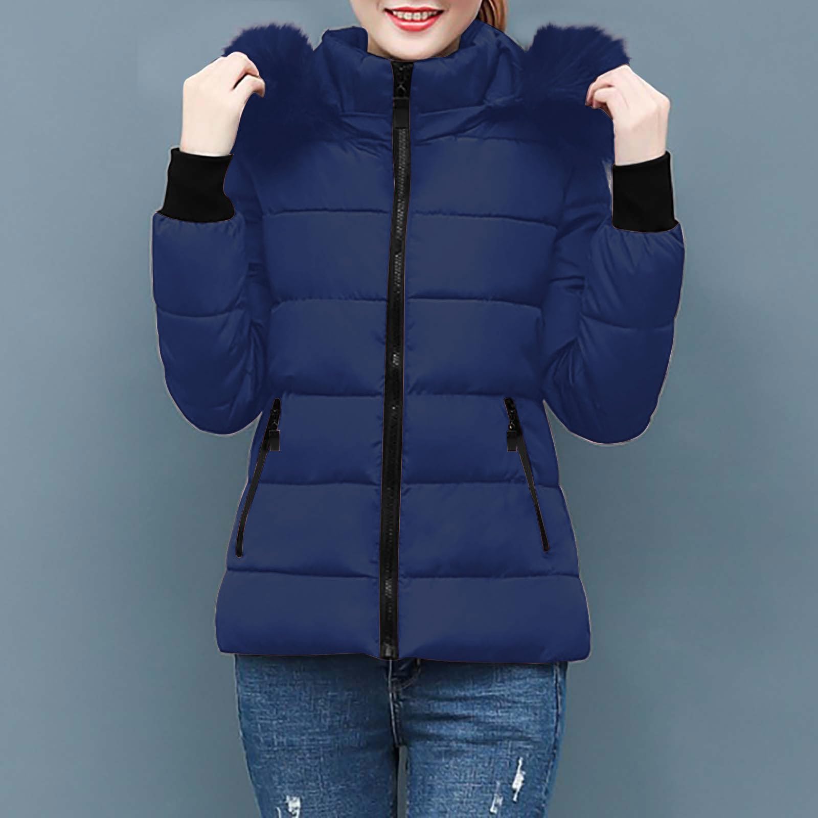Abrigos de Invierno para Mujer Cálido Chaqueta Acolchada Mujer con Capucha Desmontable Gruesa Chaquetas de Algodón de Invierno Talla Grande Abrigo Exterior de Felpa con Bolsillos Caliente Cazadora
