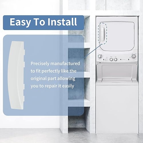 Miniatura 6 de Mango de repuesto GE GUD27ESSMWW para secadora de ropa GE WE01X30378 WE01X25878 PS1177202 WE1M1068 GUD27ESSM1WW manija apilable para lavadora y