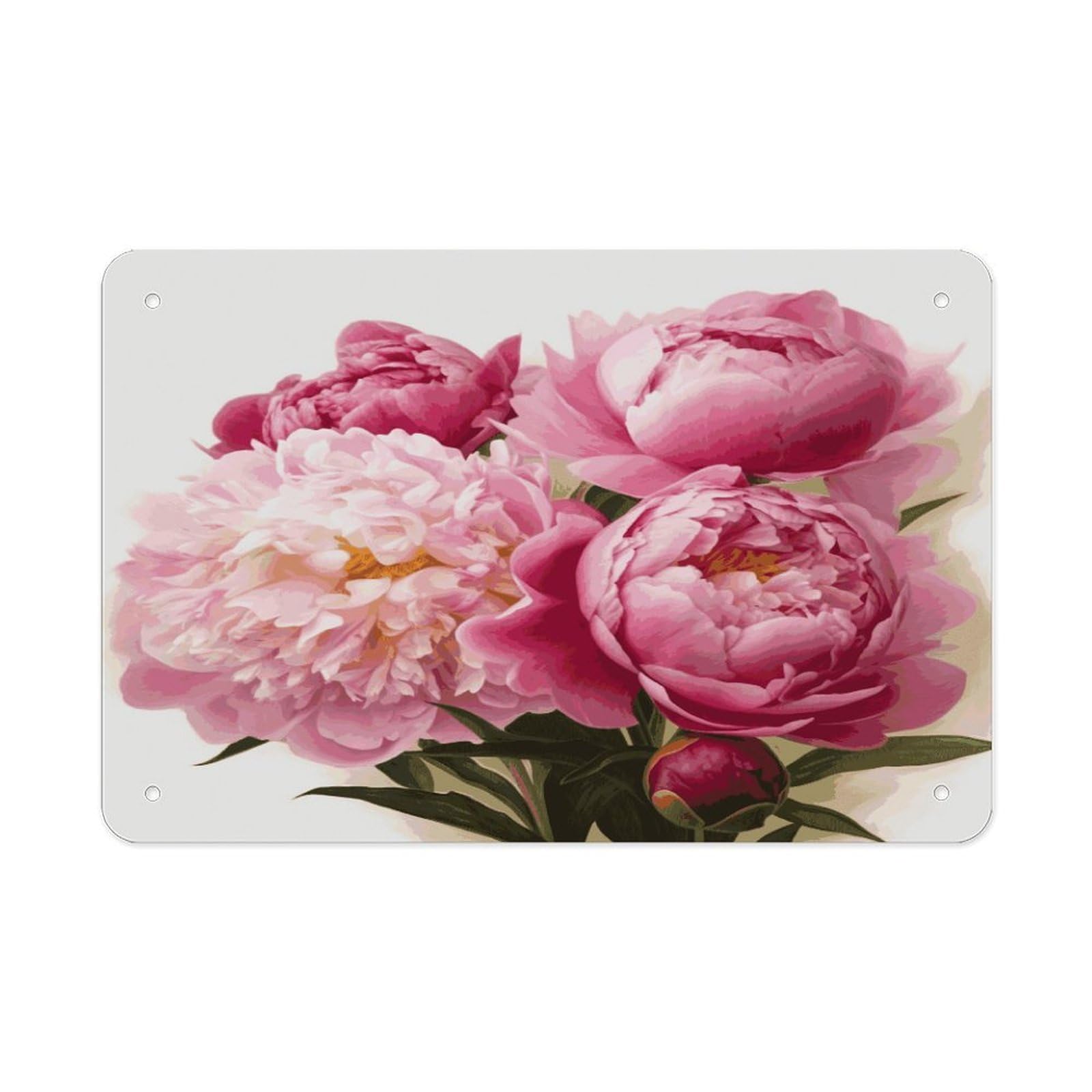 Fekiloot Style Peony Flowers Blossom Metal Signs Wall Art Tin Sign