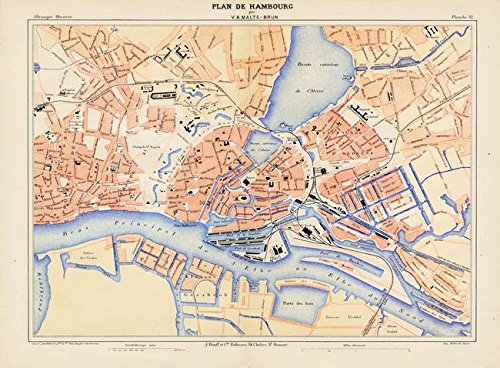 Imagekind Wall Art Print Entitled Vintage Map Of Hamburg Germany (1888) By Alleycatshirts | 32 X 24 #TOP7